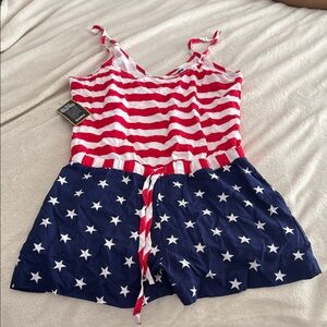 Tipsy Elves Red and Blue Stars & Stripes Romper
